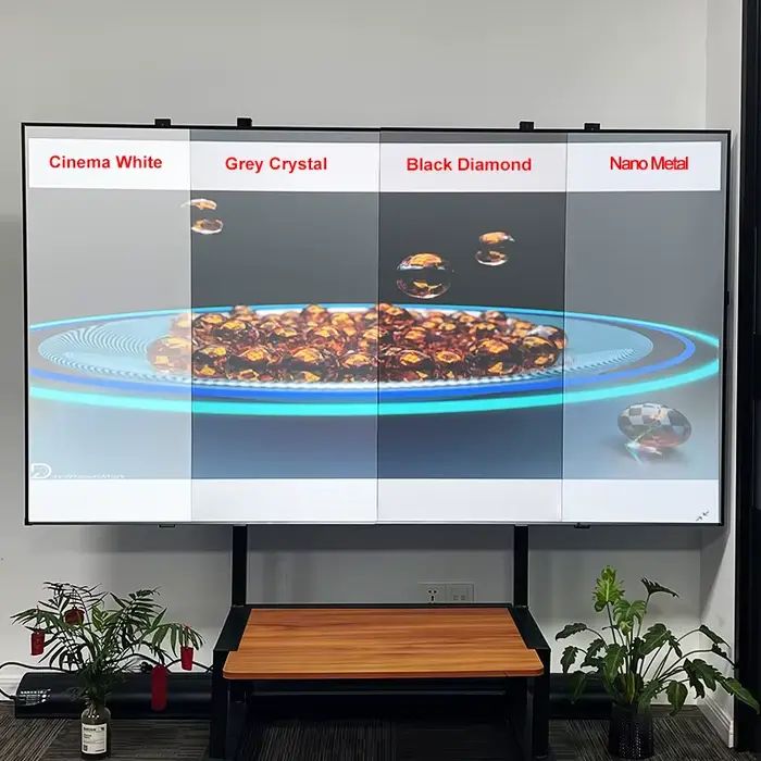 Échantillon de tissu pour écran de projection ALR gris cristal/blanc cinéma/fibre de verre nano métallique 3D 4K 8K