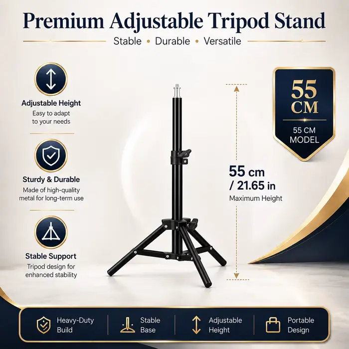 Trépied portable pour projecteur, hauteur réglable, base stable, support au sol pour caméra, anneau 