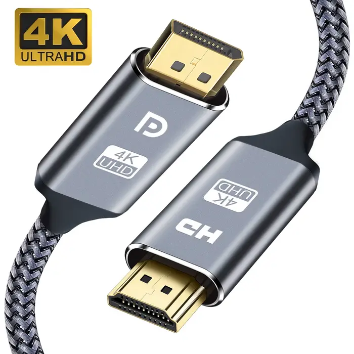 Câble compatible DP vers HDMI, adaptateur DisplayPort vers HD, port d'affichage, audio vidéo pour PC