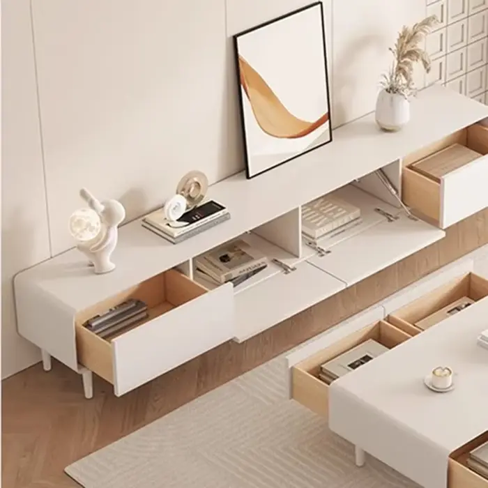 Meuble TV d'angle de luxe minimaliste avec rangement et pieds