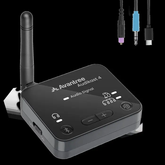 Avantree Audikast 4 - Dernier transmetteur TV Bluetooth 5.4 avec Auracast, compatible avec les écout