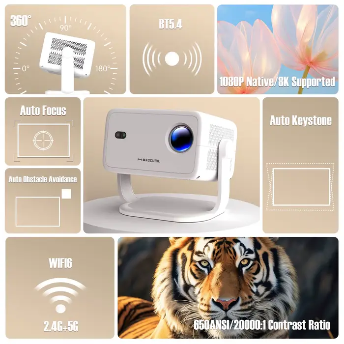 Magcubic – projecteur natif 1080P 650ANSI 8K Android14 L018