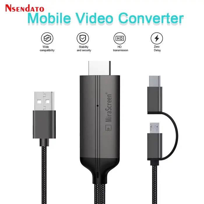 Mirascreen LD36 – Clé USB de diffusion HD sans fil pour TV, câble USB Type C, Plug & Play, écran mir