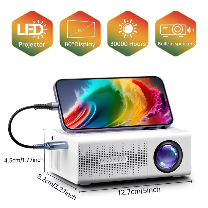 Mini projecteur Z1 à mise au point manuelle, projecteur de cinéma maison avec HDMI, USB, AV, audio 3