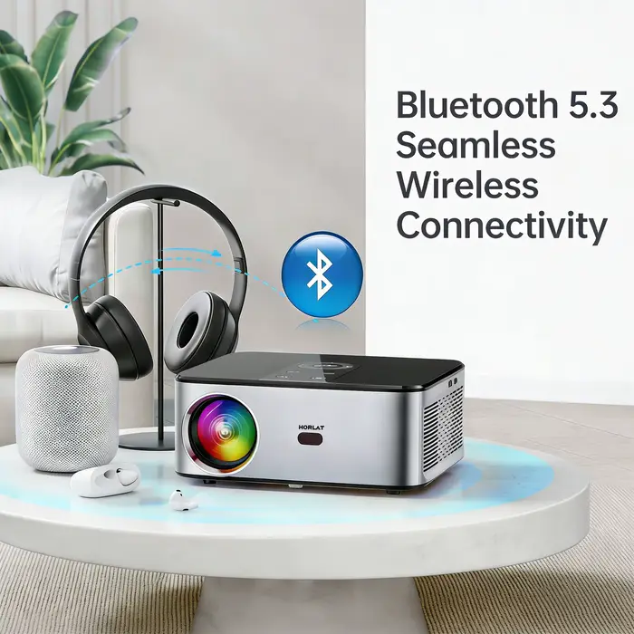 Projecteur 4K HORLAT T03 40000 Lumens Android 11 pour extérieur