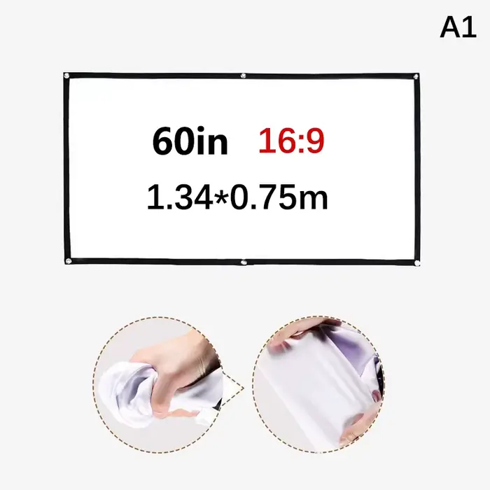 ✰ ✪ Écran de projecteur portable 16:9, rideau de projecteur simple, écran d'affichage HD de 60/72/84