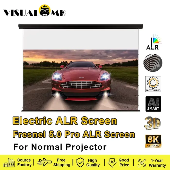 Fresnel-Écran de projection électrique Hurized 5.0 Pro ALR, support mural flottant, projection 4K po