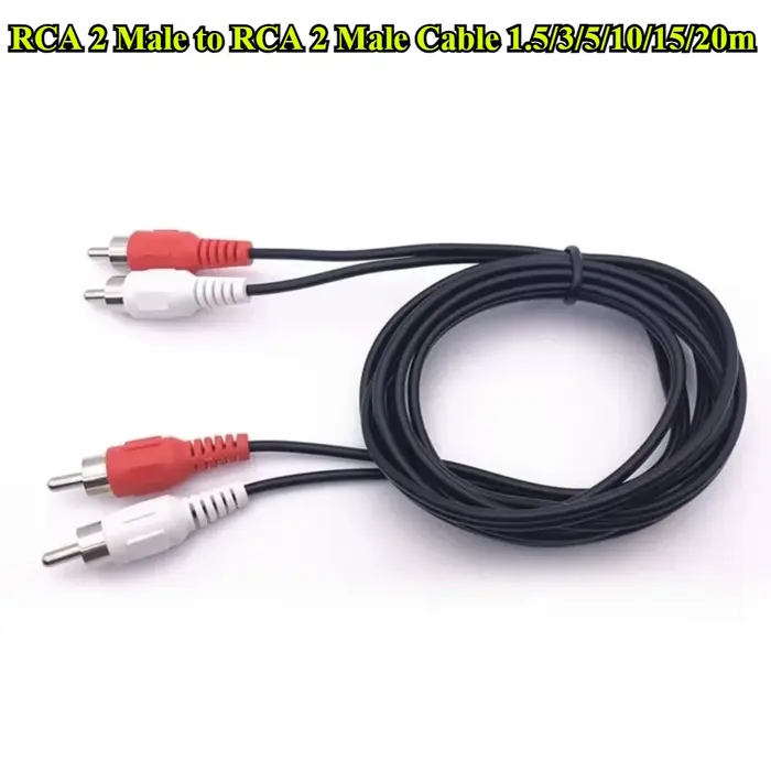 Câble Audio 2RCA vers 2RCA, double lotus rouge et blanc, pour MP3, DVD, lecteur CD, TV, radio, ampli