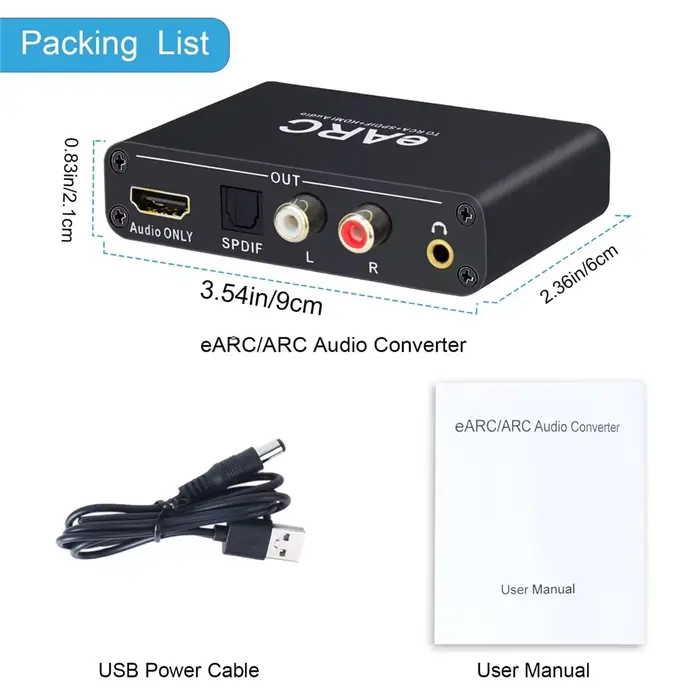Extracteur Audio HDMI EARC ARC 192Khz, convertisseur Audio EARC vers RCA, adaptateur numérique-analo