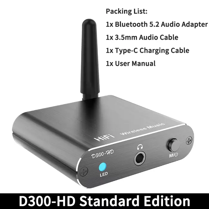 CSR Sans Fil Récepteur APTX-HD BT 5.2 HiFi Stéréo Audio Adaptateur Soutien Coaxial Fibre Optique apt