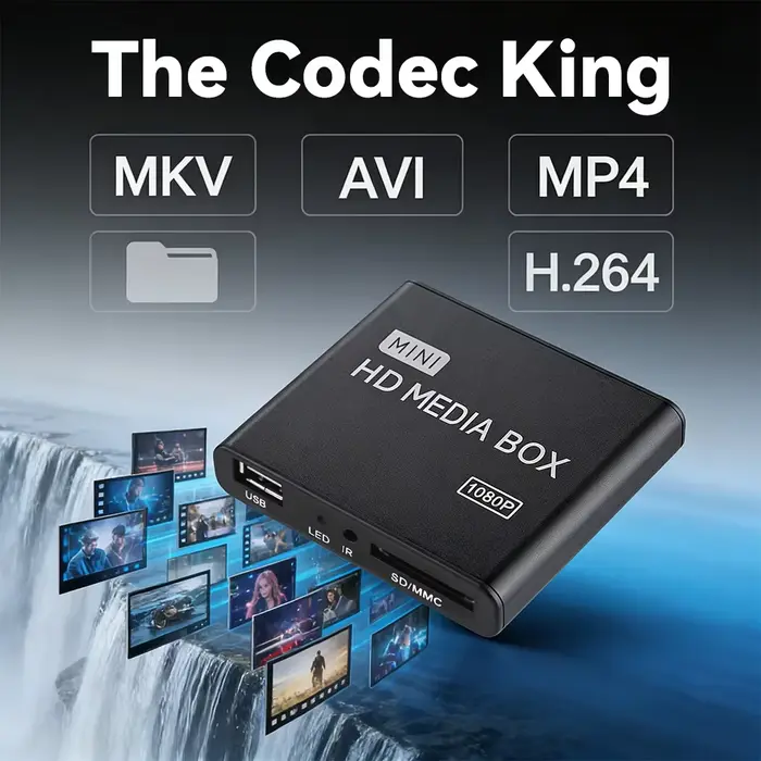 Lecteur multimédia Full HD 1080P avec prise en charge USB AV HD-Compatible