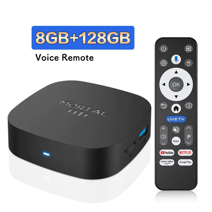 Nouvelle Box TV Android 16.0 T1+ 8K HD 2026 RK3518 Quad Core 8 Go RAM 128 Go ROM Double Wi-Fi 2.4G/5