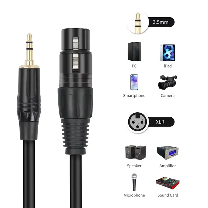 Câble Audio XLR vers AUX Jack 3.5mm