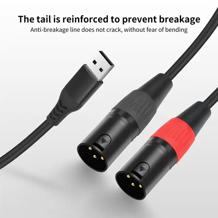 AFOURT-USB vers XLR câble Audio USB A vers double XLR mâle câble USB vers câble Audio stéréo 200Cm