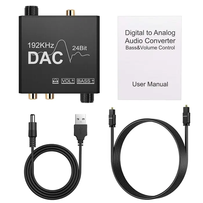 Convertisseur Audio numérique vers analogique 192KHz, avec réglage des basses, contrôle du Volume DA