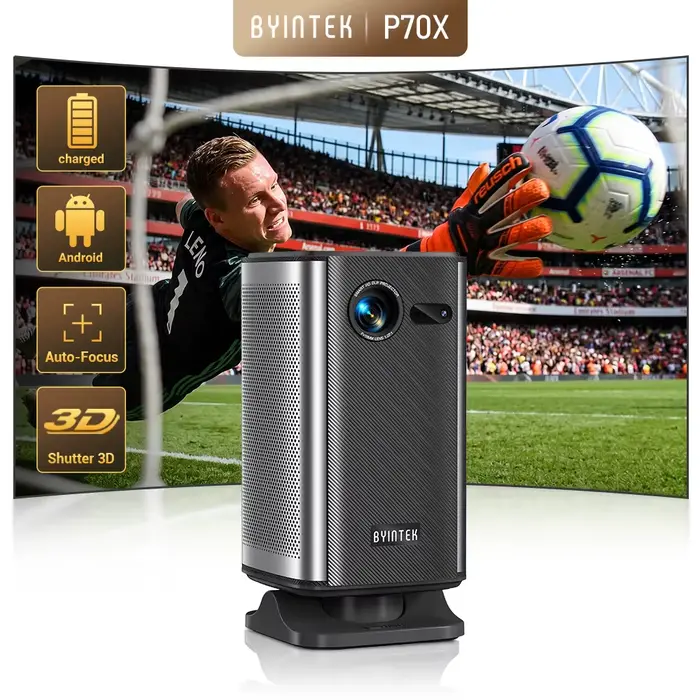 BYINTEK P70X Mini projecteur Portable avec batterie intégrée 4K Support 3D Wifi pour projecteurs de 