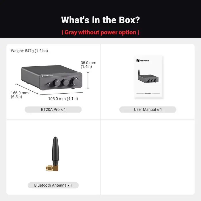Fosi Audio BT20A Pro TPA3255 amplificateur de puissance sonore Bluetooth 300W x2 Mini HiFi stéréo cl