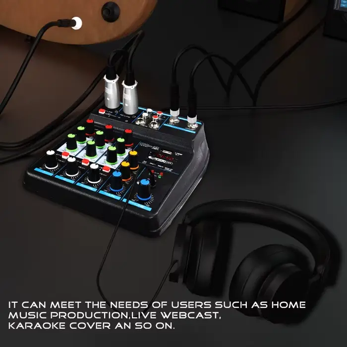 Petit mixeur audio 4 canaux avec Bluetooth