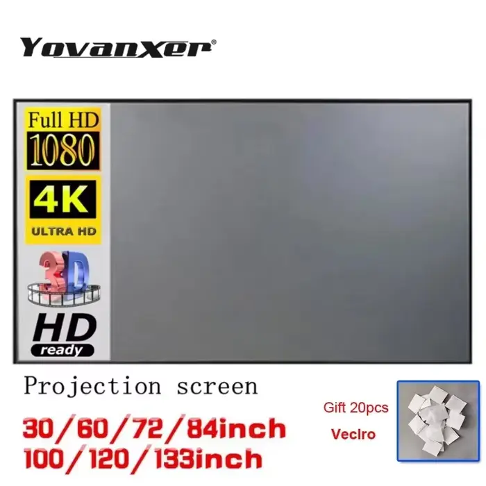 Écran de projection portable simple en tissu anti-reflet pour la maison, l'extérieur et le bureau – 