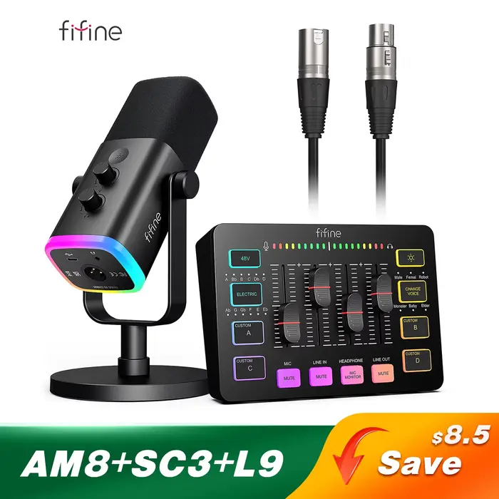 FIFINE-Ensemble audio de jeu, microphone/centre commercial/casque pour streaming, podcasting, pour Y