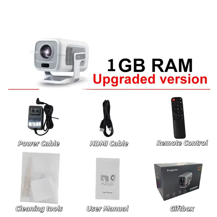 KIXIN 4K projecteur Android natif Portable 1080P mise au point automatique 600ANSI vidéo home cinéma