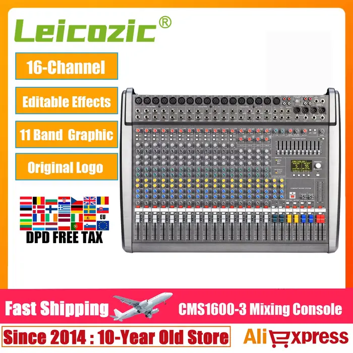 Leicozic CMS1600-3 Console De mixage Audio professionnelle 16 canaux bureau De mixage Compact pour s