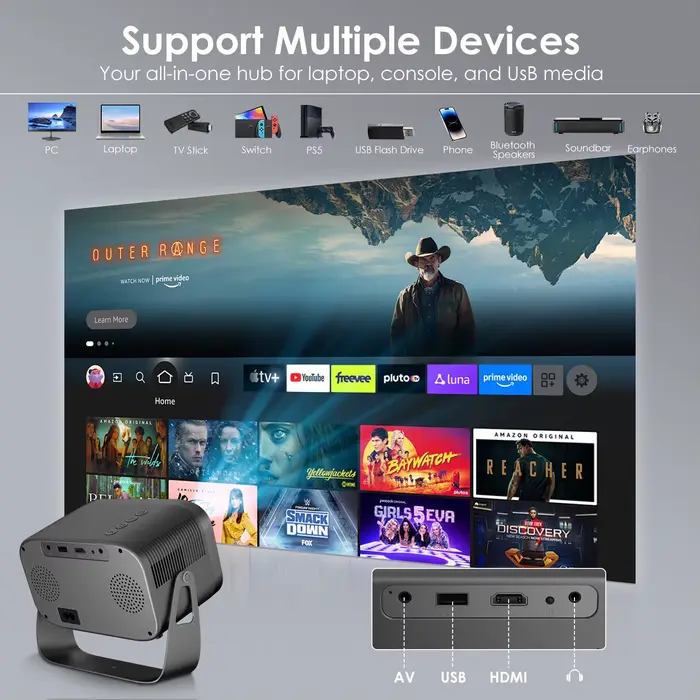 Projecteur intelligent portable Salange Android 11 5G Wifi6 Bluetooth 5.2 Mini
