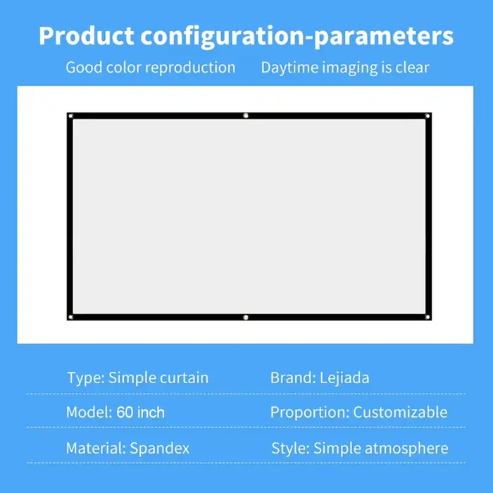 Écran de projection pliable en polyester, rideau d'écran de budgétaire, simple, extérieur, Full HD, 