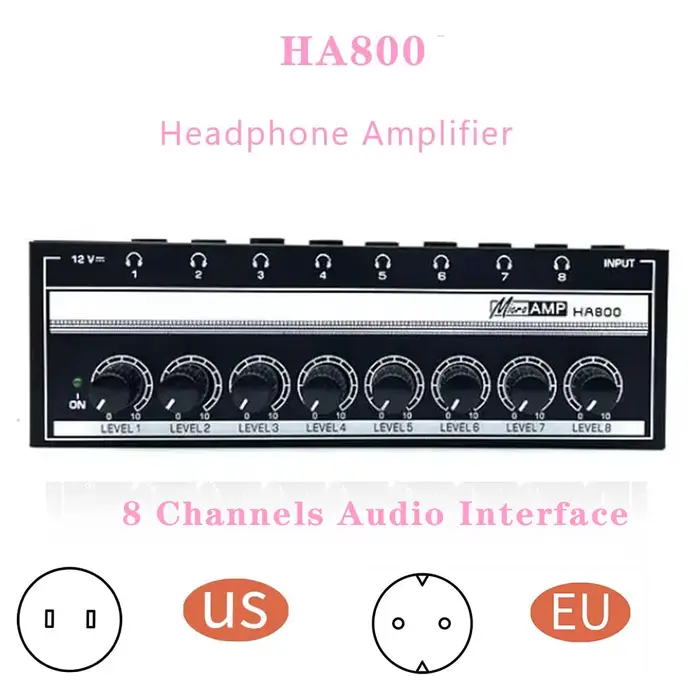 HA800 amplificateur de casque 8 canaux amplificateur Audio stéréo amplificateur Microamp pour mélang