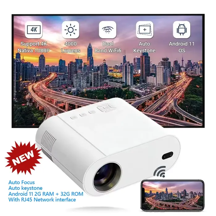Projecteur Vivicine Full HD 1080P L007Q WiFi LED 2K 4K Vidéo Film Beam L010 Projecteur Android PK DL