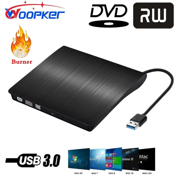 Lecteur DVD-RW externe CD DVD Graveur USB 3.0 Lecteur pour PC Portable Bureau Mac Windows Linux iOS
