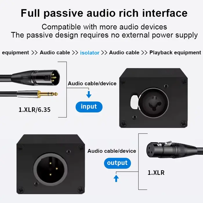 Isolateur de boucle de masse passif XLR mâle-femelle