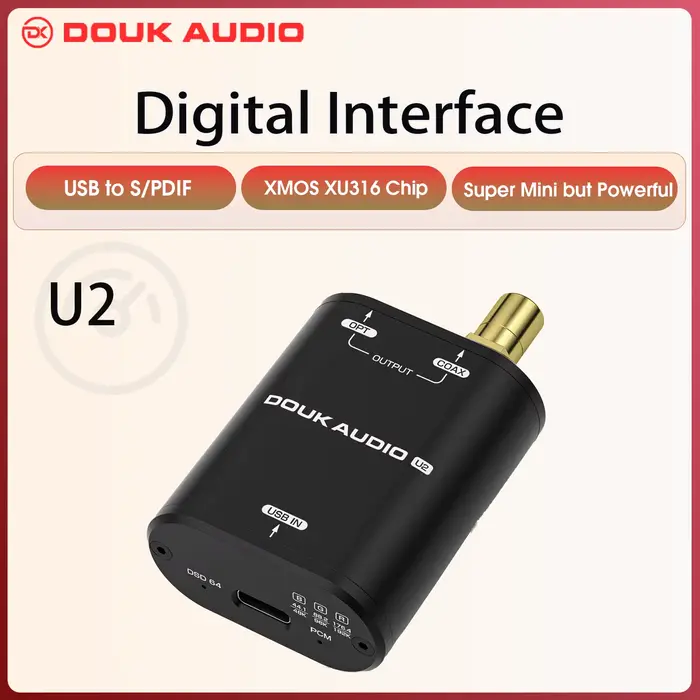 Douk Audio U2 XU316 Mini Interface Audio numérique USB vers Coaxial/optique SPDIF adaptateur DSD pou