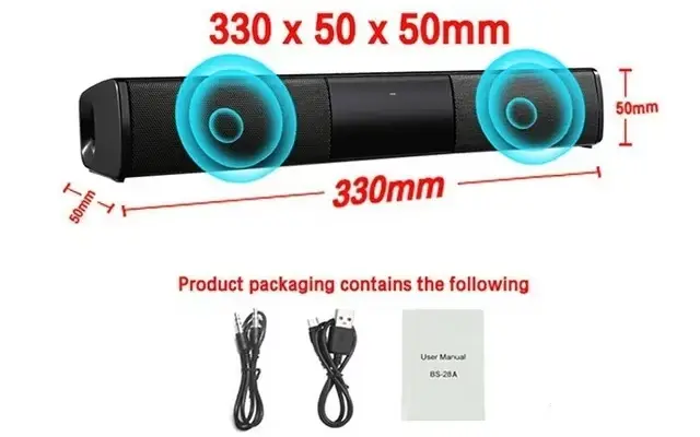 Barre de son Bluetooth sans fil puissante avec caisson de basses, audio portable pour home cinéma, c