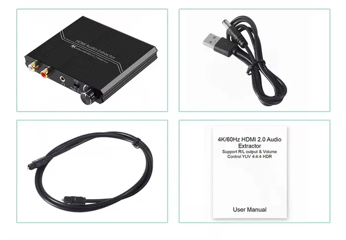 Extracteur Audio HDMI 2.0 optique TOSLINK SPDIF 5.1CH R/L bouton de contrôle du Volume de sortie 4K 